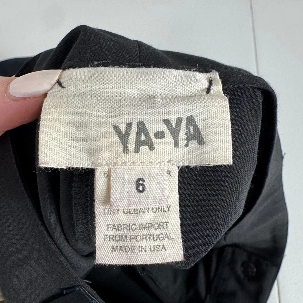 YA-YA Satin Tuxedo Trousers Womens 6 Black Low Rise Flare Dress Pants Y2K Luxury